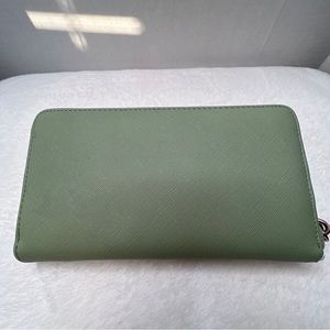 Betsy Johnson Zip Around Wallet Wristlet Sage Green Bow